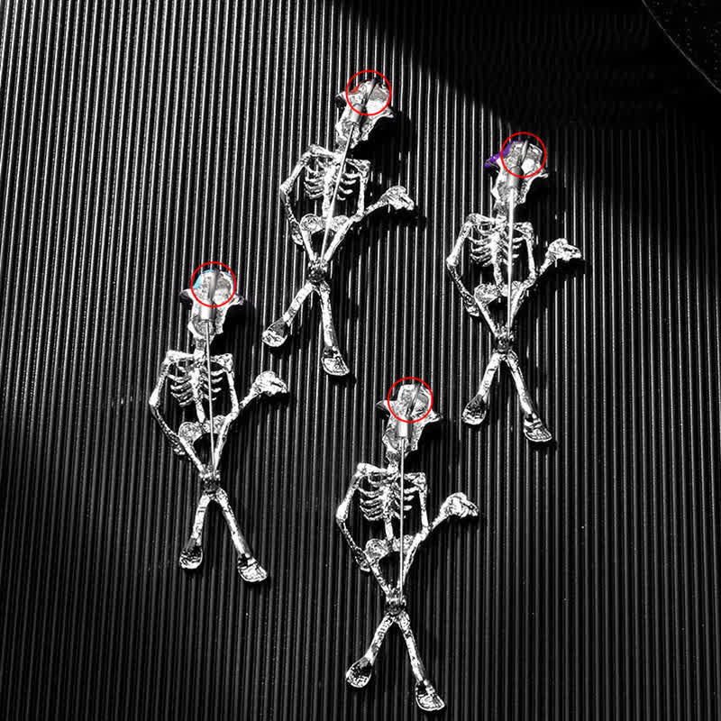 Horror Cool Sketelon Skull Enamel Hat Brooch - image 7