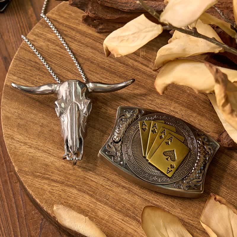 Longhorn Pendant DIY Hidden Knife Poker Belt Buckle Lighter Bundle Set - image 1