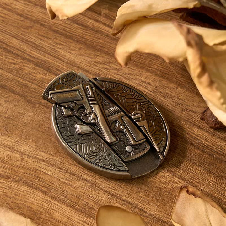 Dual Guns DIY Hidden Knife Belt Buckle Star Flask Buckle Rose Lighter Bundle Set  - image 1