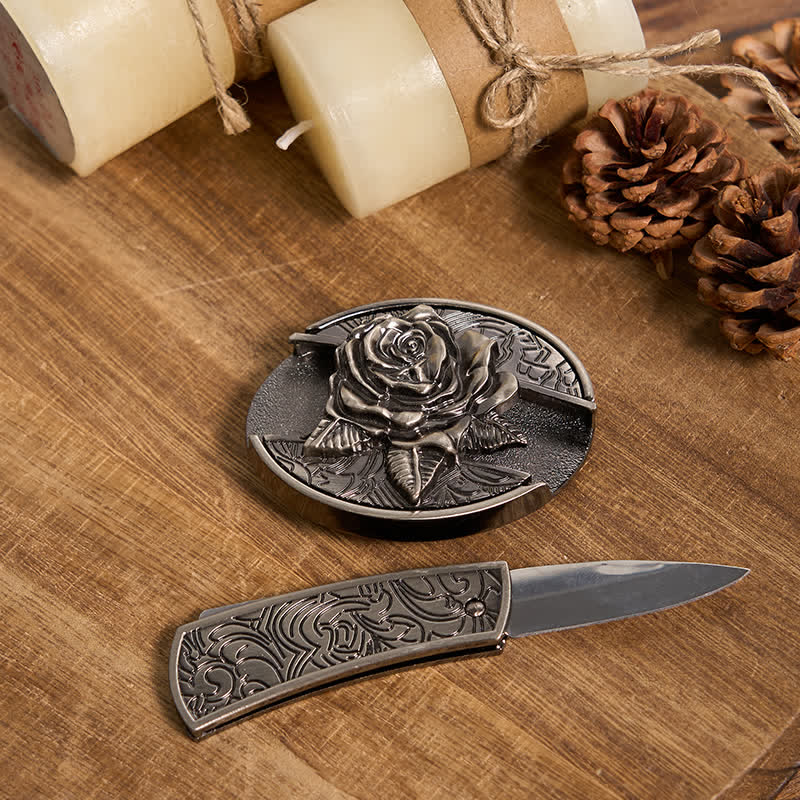 Functional DIY Hidden Knife Belt Buckle Retro Bull Ring Bundle Set  - image 16