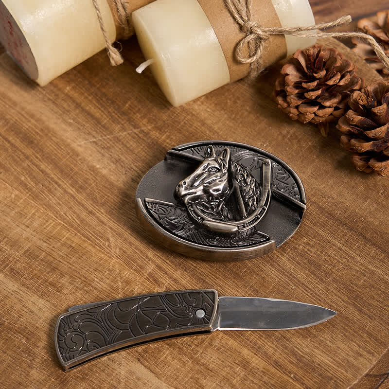 Functional DIY Hidden Knife Belt Buckle Retro Bull Ring Bundle Set  - image 37