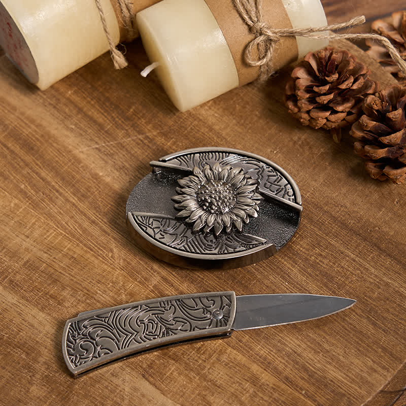 Functional DIY Hidden Knife Belt Buckle Retro Bull Ring Bundle Set  - image 2