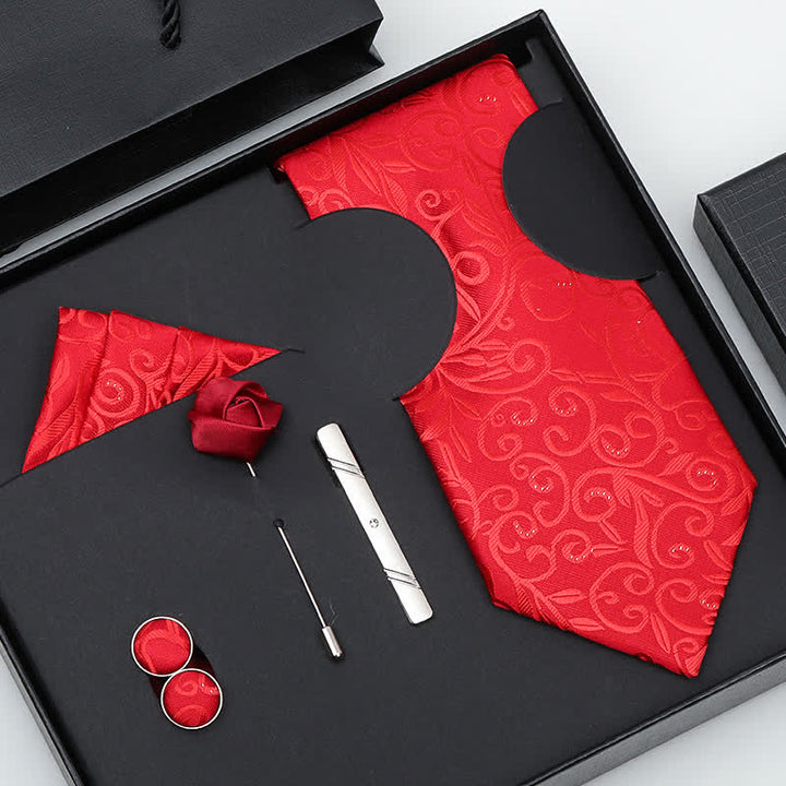 5Pcs Men's Purple / Red Spiralled Vine Bow Ties Gift Box - Red - image 1