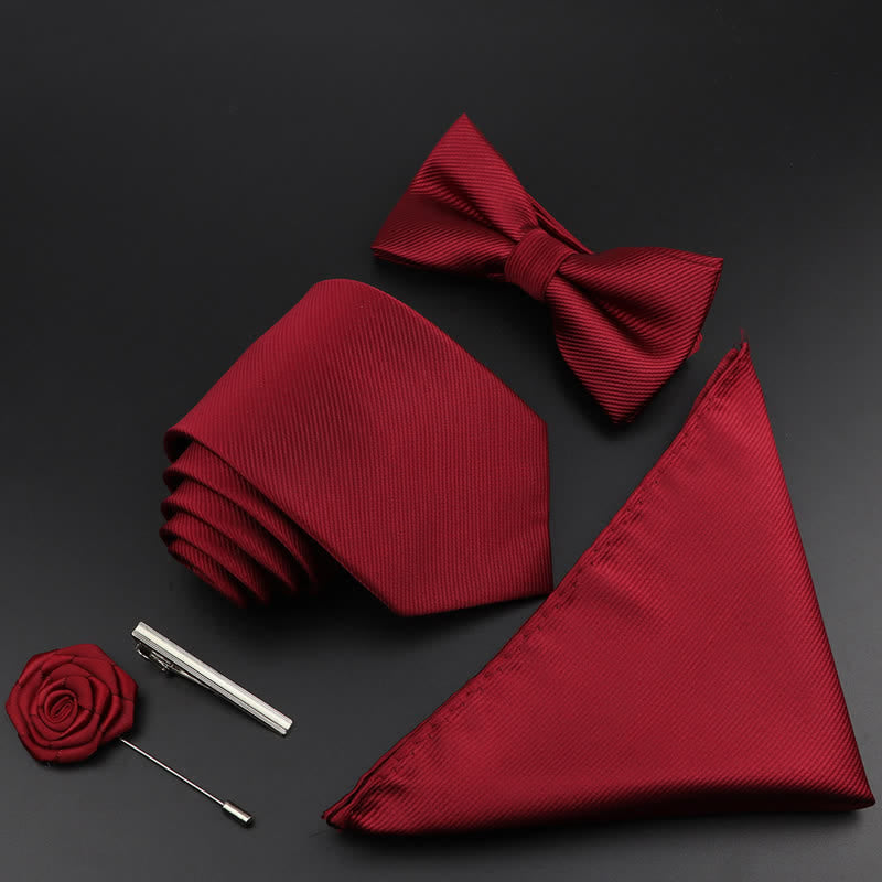 5Pcs Men's Burgundy Floral Paisley Bow Ties Gift Box - Solid Color - image 2
