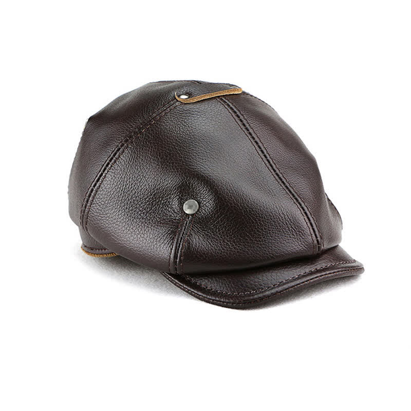 Chic Artist Painter Look Rivets Leather Beret Hat