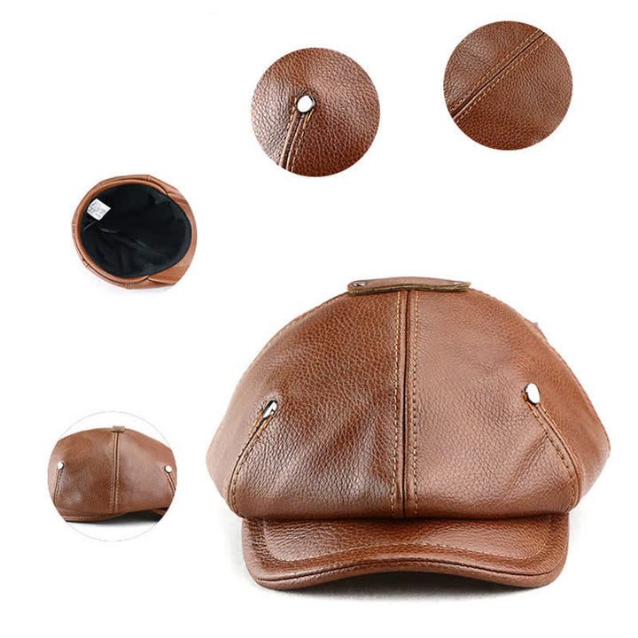 Chic Artist Painter Look Rivets Leather Beret Hat - image 4