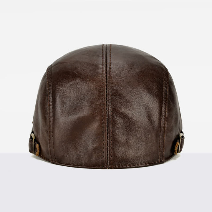 Horizontal Zipper Decoration Leather Beret Hat - image 5