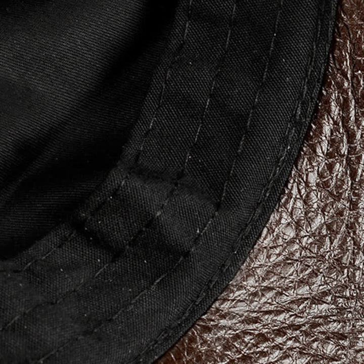 Horizontal Zipper Decoration Leather Beret Hat - image 10