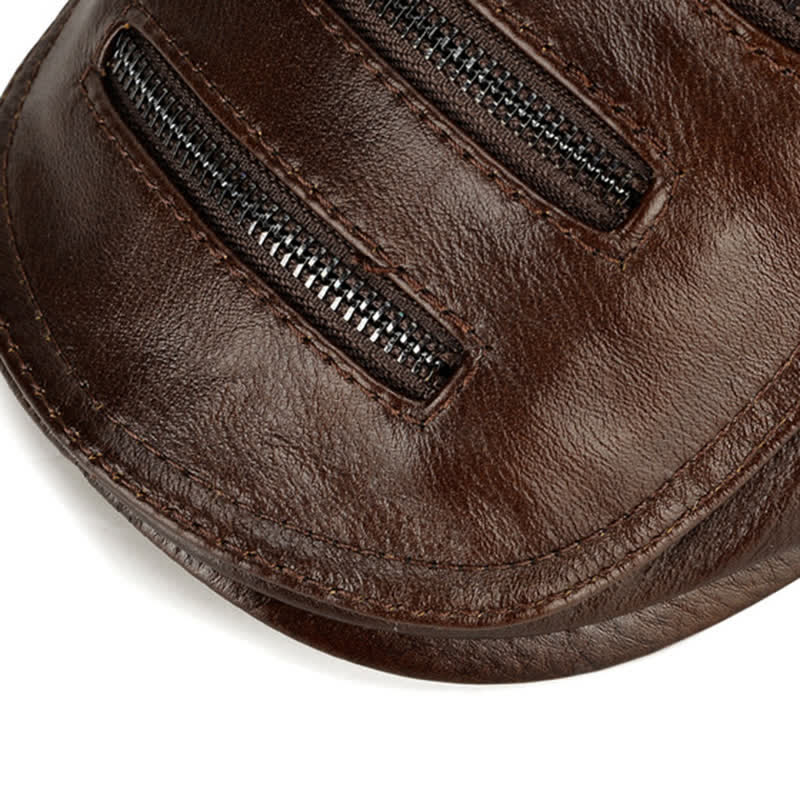 Horizontal Zipper Decoration Leather Beret Hat - image 8