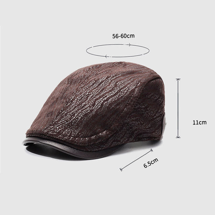 Unique Print Adjustable Side Leather Beret Hat - image 8