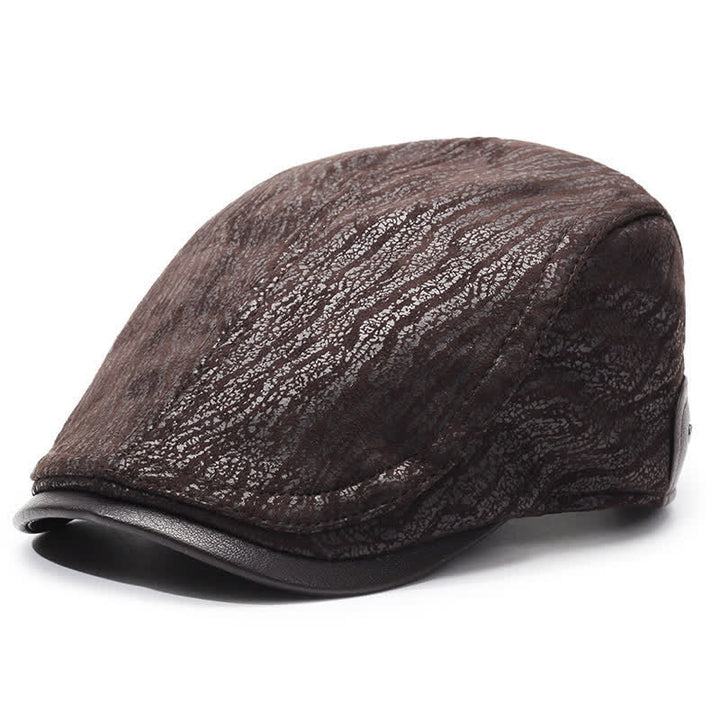 Unique Print Adjustable Side Leather Beret Hat - Brown - Adjustable (22"-23 5/8") - image 0