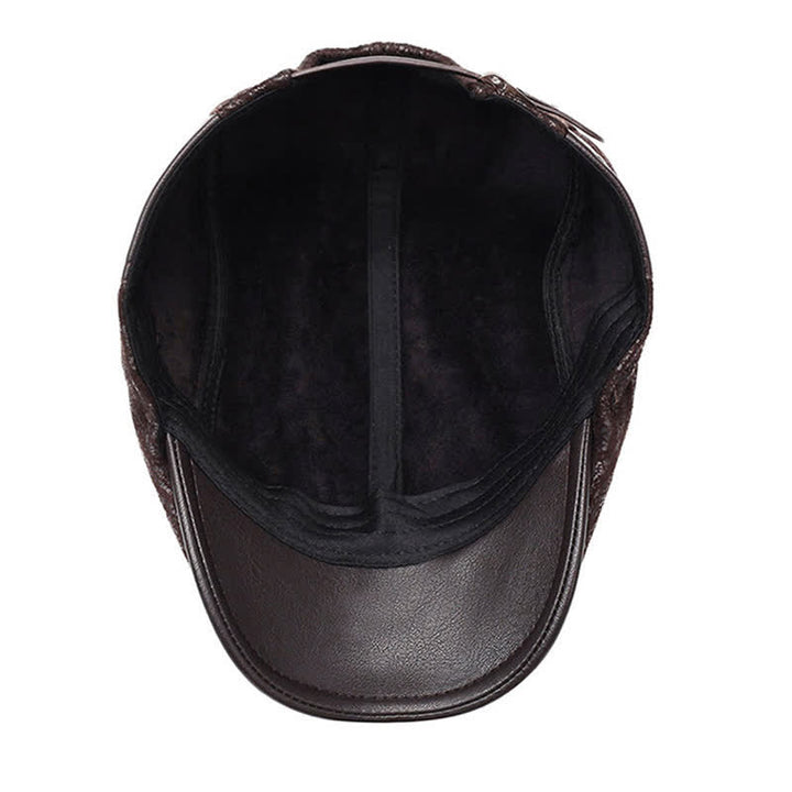 Unique Print Adjustable Side Leather Beret Hat - image 5