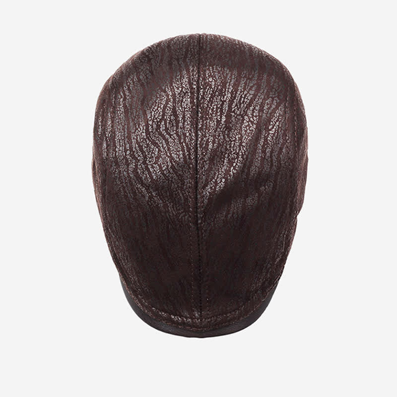 Unique Print Adjustable Side Leather Beret Hat - image 4