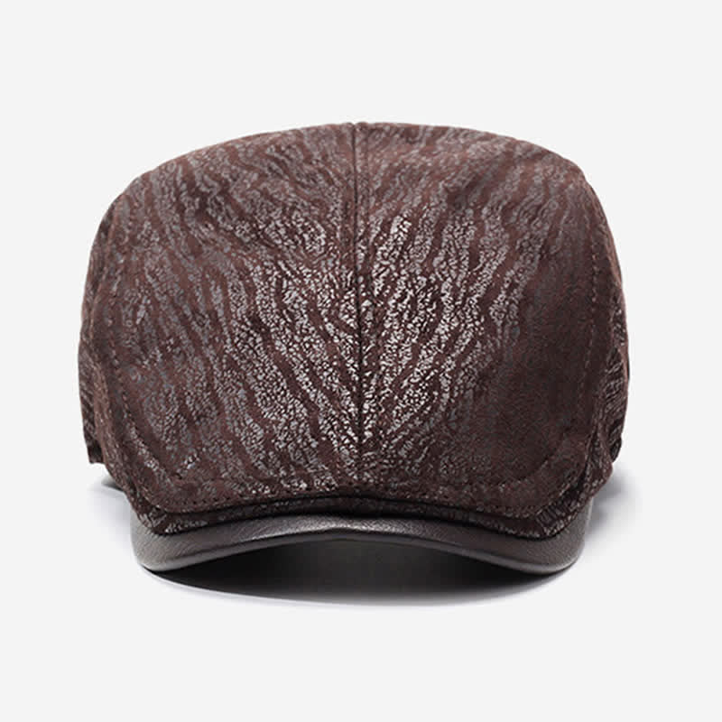 Unique Print Adjustable Side Leather Beret Hat - image 1