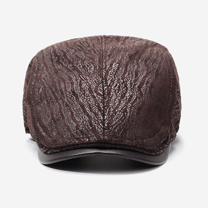 Unique Print Adjustable Side Leather Beret Hat - image 1