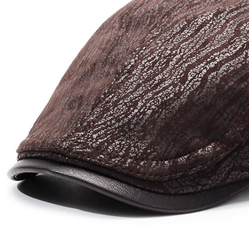 Unique Print Adjustable Side Leather Beret Hat - image 6