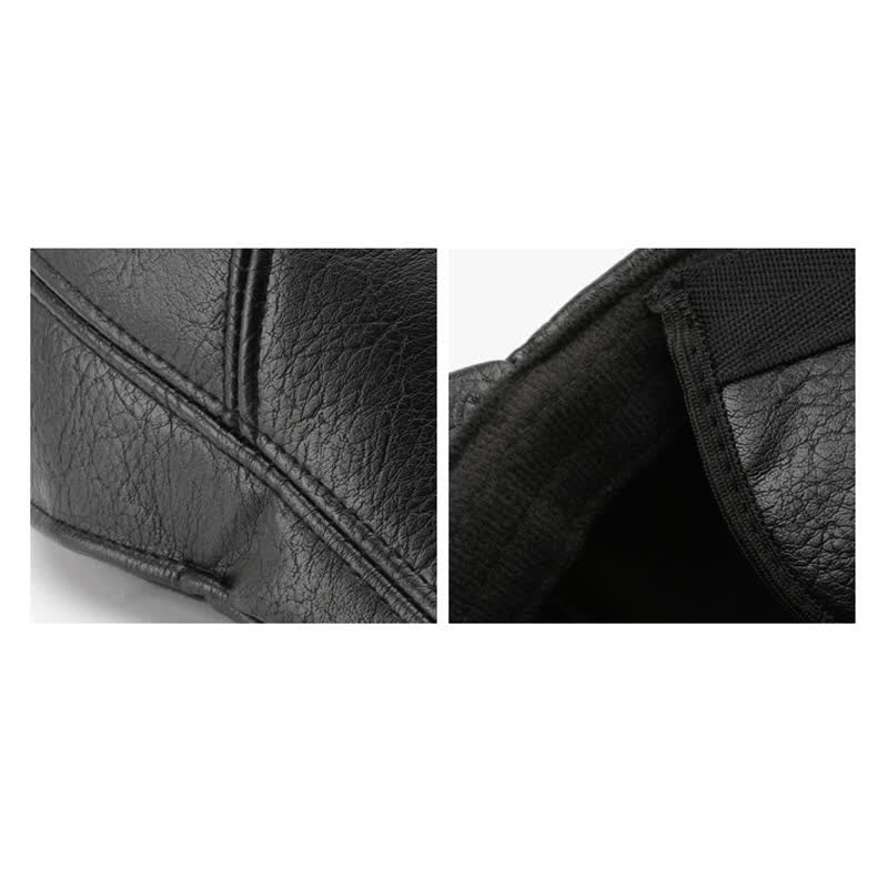 Leisure Style Winter Earmuffs Leather Beret Hat - image 6