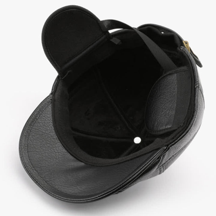 Leisure Style Winter Earmuffs Leather Beret Hat - image 4