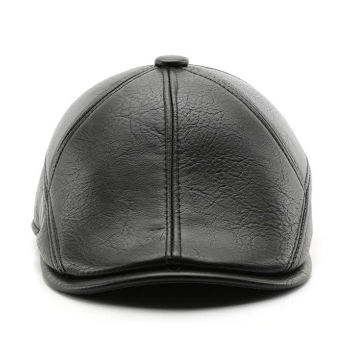 Leisure Style Winter Earmuffs Leather Beret Hat - image 1