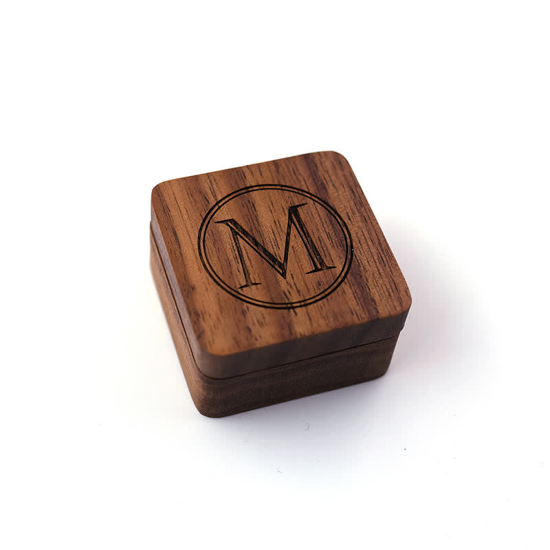 Men's Custom Letter Engrave Box Wooden Cufflinks