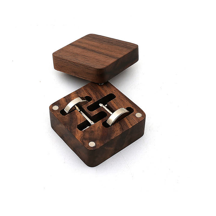 Men's Custom Letter Engrave Box Wooden Cufflinks