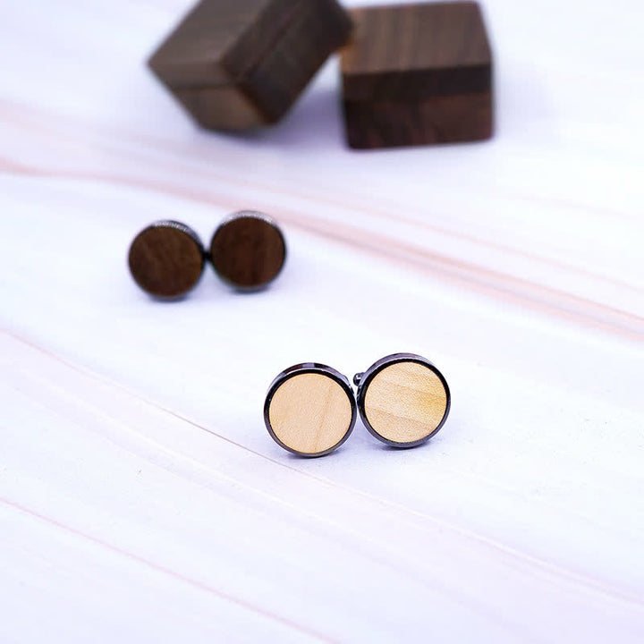 Men's Custom Engrave Letter Box Black Walnut Wooden Cufflinks