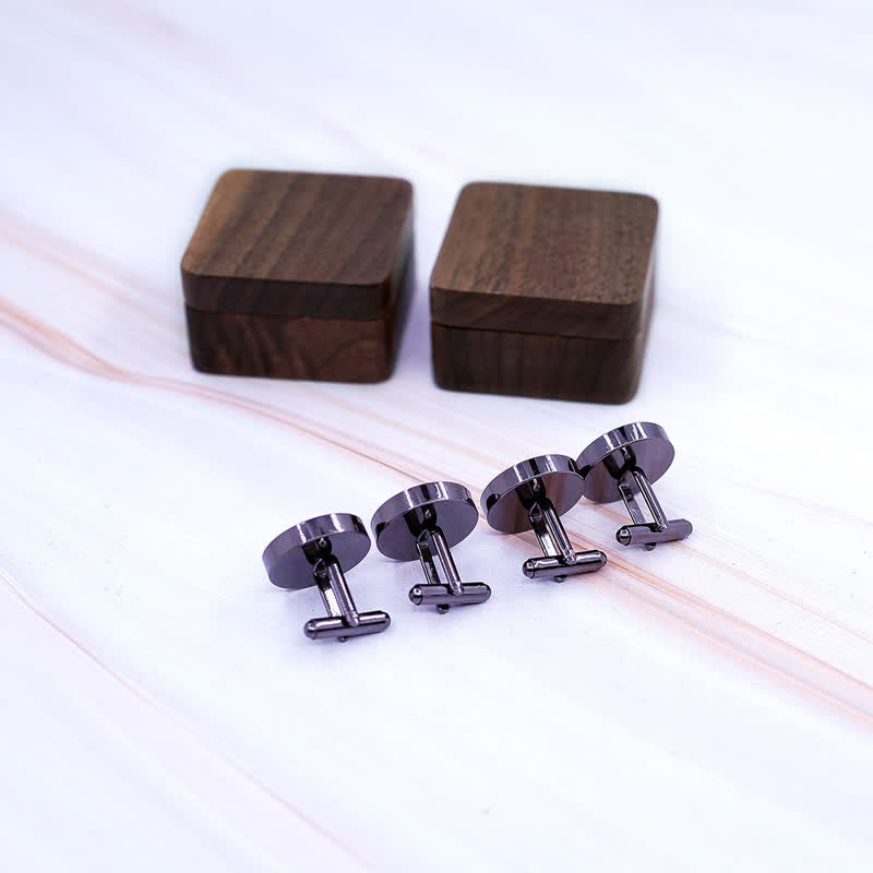 Men's Custom Engrave Letter Box Black Walnut Wooden Cufflinks - image 3