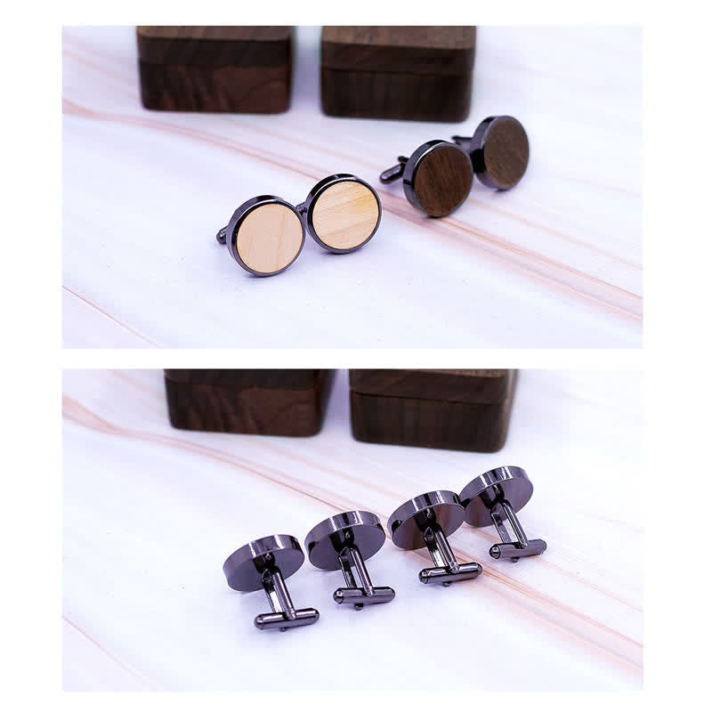 Men's Custom Engrave Letter Box Black Walnut Wooden Cufflinks
