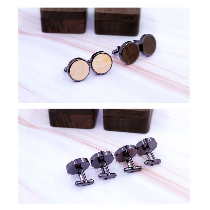 Men's Custom Engrave Letter Box Black Walnut Wooden Cufflinks