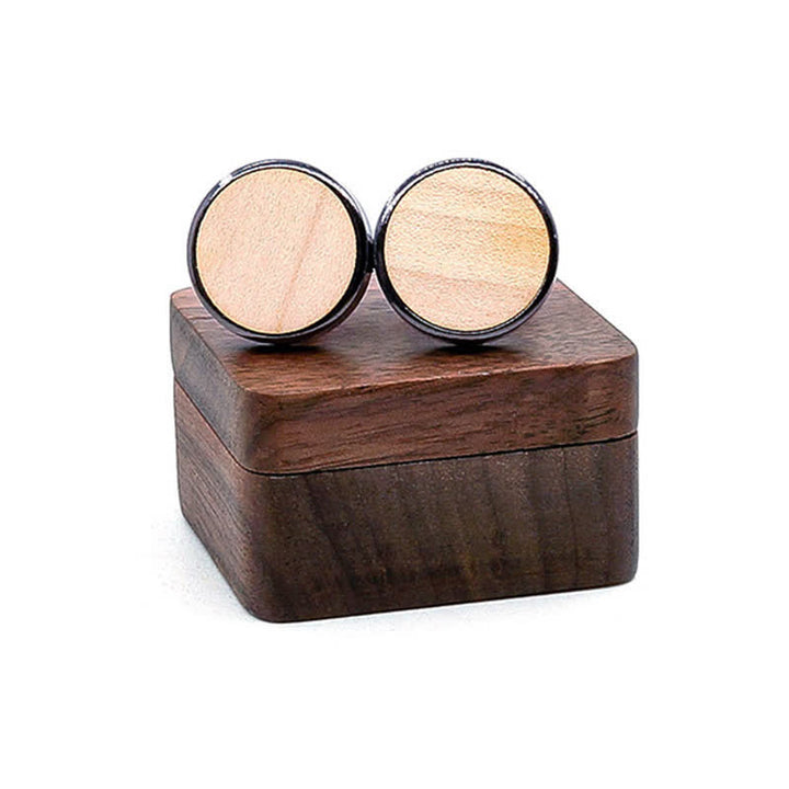 Men's Custom Engrave Letter Box Black Walnut Wooden Cufflinks - Blank - Wheat - image 8