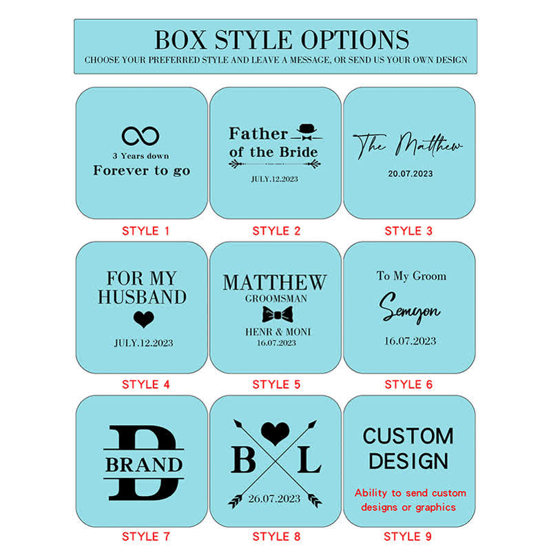 Men's Custom Engraving Box Surface Wedding Day Wooden Cufflinks Set - image 3