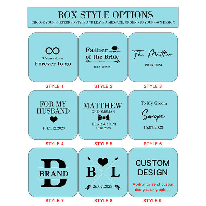 Men's Custom Engraving Box Surface Wedding Day Wooden Cufflinks Set - image 3