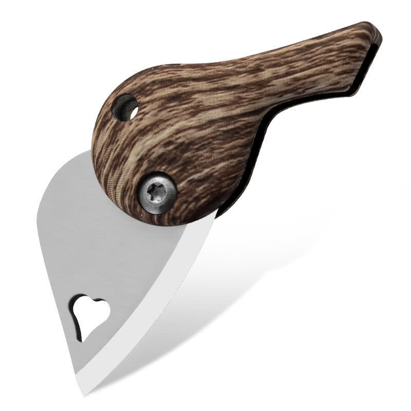 Heart Shaped Hollow Blade Pocket Folding Knife Keychain - Coffee - image 10