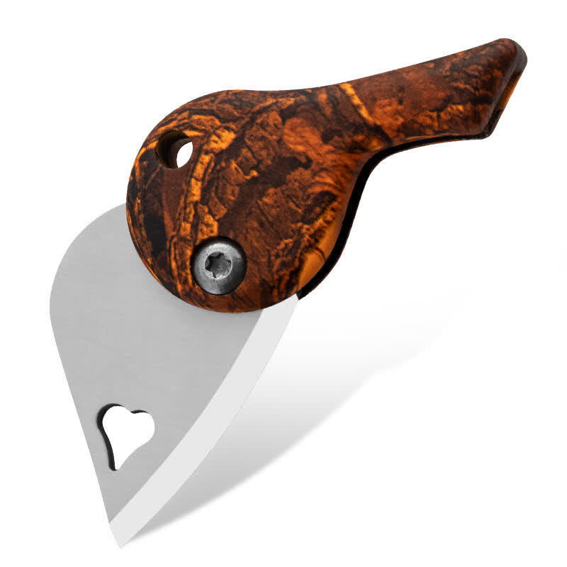 Heart Shaped Hollow Blade Pocket Folding Knife Keychain - Orange - image 11