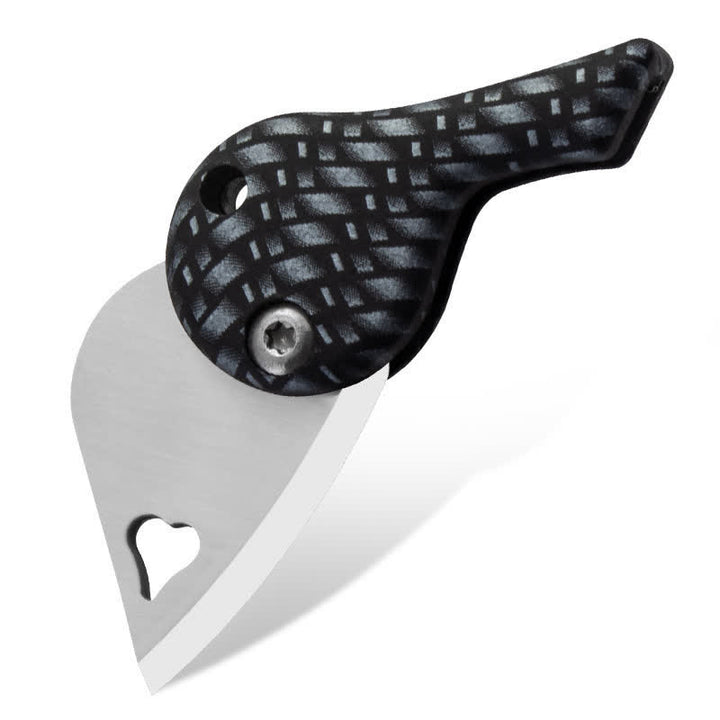 Heart Shaped Hollow Blade Pocket Folding Knife Keychain - Black - image 2