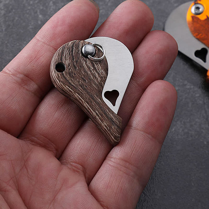 Heart Shaped Hollow Blade Pocket Folding Knife Keychain - image 9