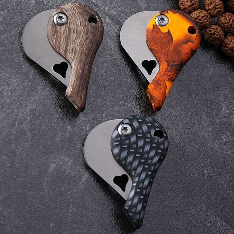 Heart Shaped Hollow Blade Pocket Folding Knife Keychain - image 3