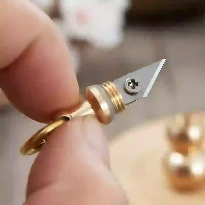 Tiny Brass Calabash EDC Hidden Knife Keychain - image 3