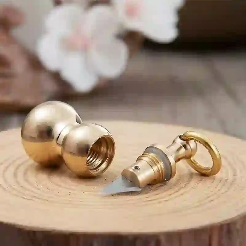 Tiny Brass Calabash EDC Hidden Knife Keychain - image 2