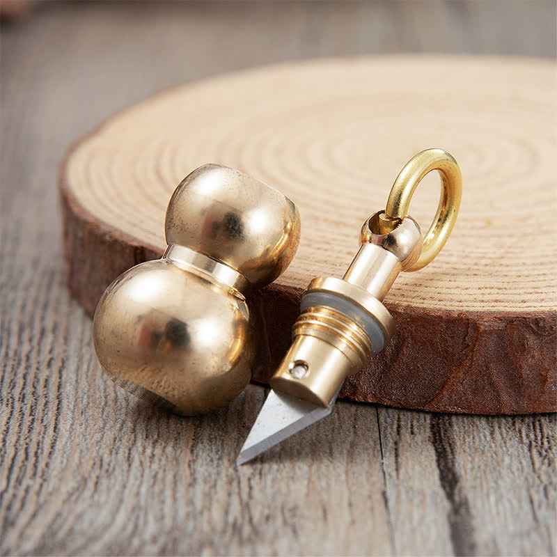 Tiny Brass Calabash EDC Hidden Knife Keychain - Brass - image 0