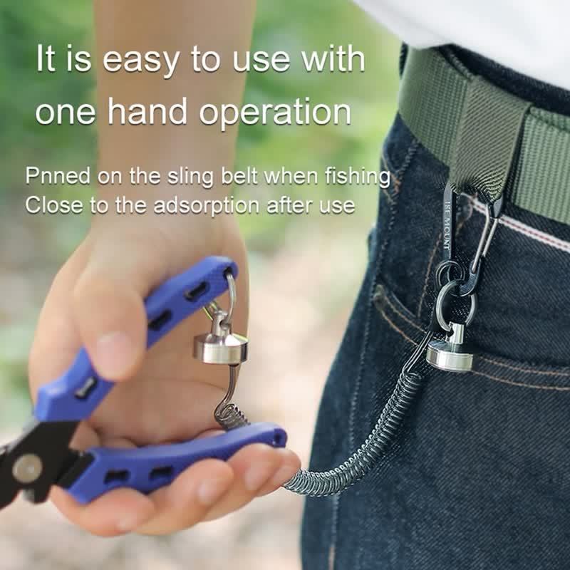 Magnetic Buckle Spring Rope Net Release Holder Keychain - image 3