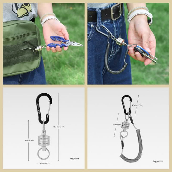 Magnetic Buckle Spring Rope Net Release Holder Keychain - image 9