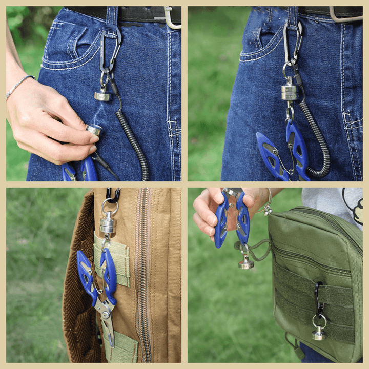 Magnetic Buckle Spring Rope Net Release Holder Keychain - image 8