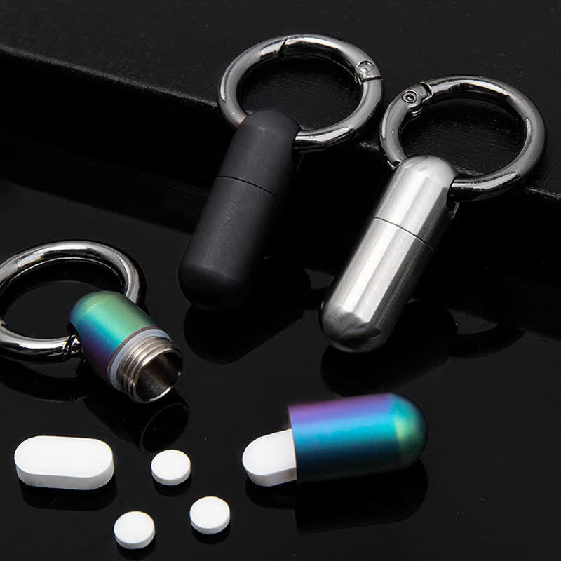 Compact Mini Size Waterproof Pill Container Keychain - image 1