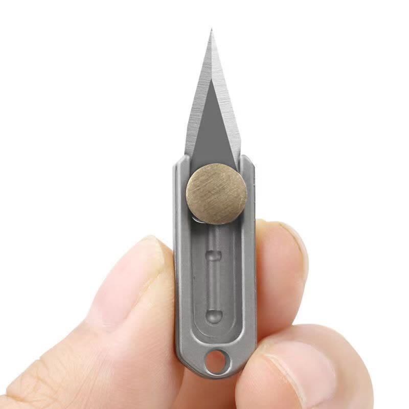 EDC Tool Brass Mini Push Blade Keychain - Titanium - image 5