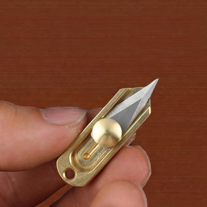 EDC Tool Brass Mini Push Blade Keychain - Brass - image 2