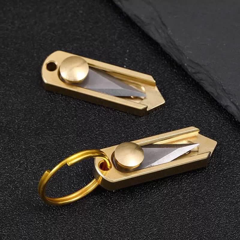 EDC Tool Brass Mini Push Blade Keychain - image 0