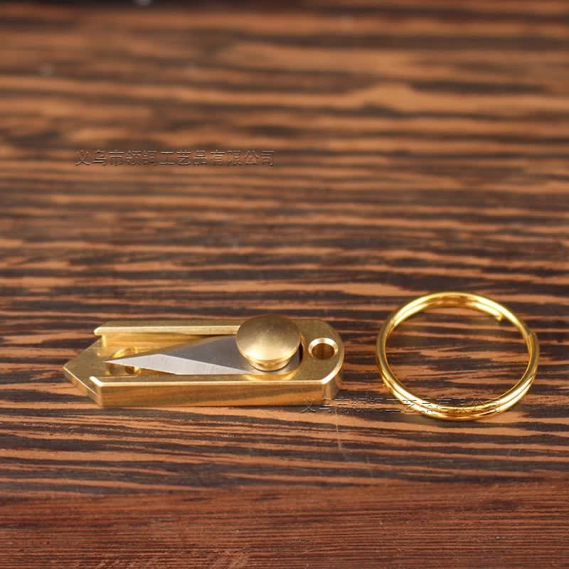 EDC Tool Brass Mini Push Blade Keychain - image 3