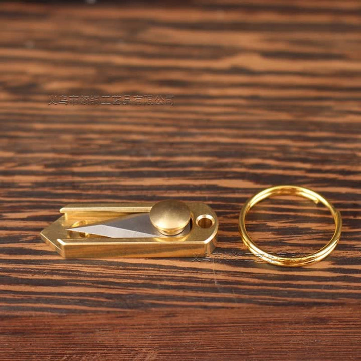 EDC Tool Brass Mini Push Blade Keychain - image 3