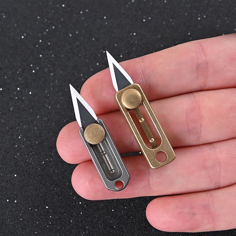 EDC Tool Brass Mini Push Blade Keychain - image 1